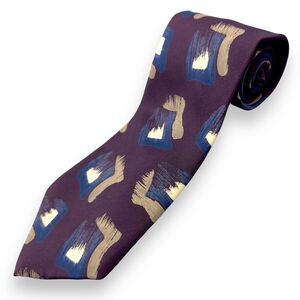 X'andrini 100% Silk Dress Tie Made in USA Bold Abstract Pattern 59" 3.75"